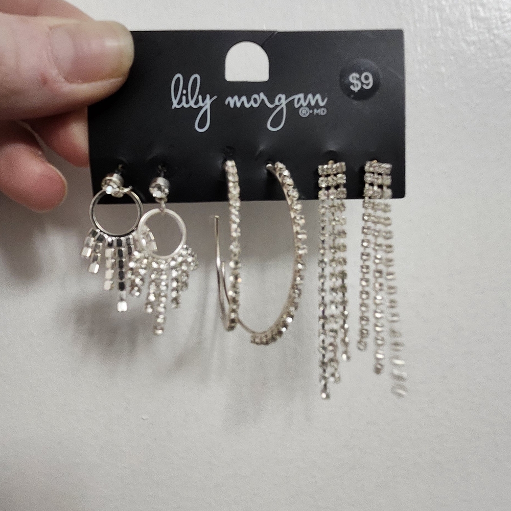 Lily Morgan Silver Earrings Set